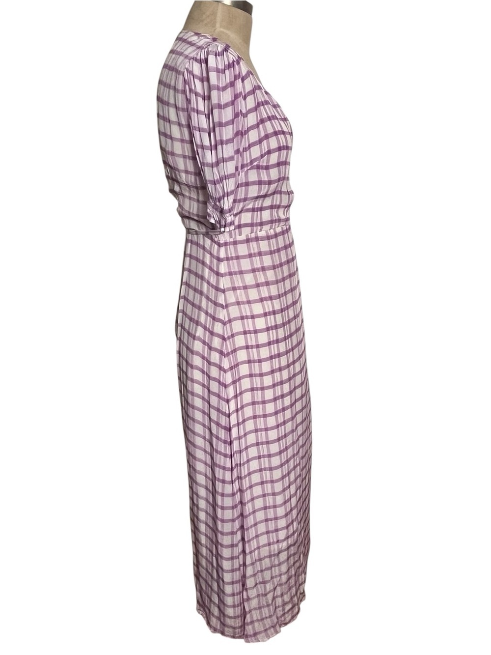 Lily and Lionel x Anthropologie Fifi Plaid Wrap Midi Dress Size 6 - Picture 8 of 16